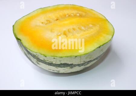 Yellow watermelon isolated on white background Stock Photo