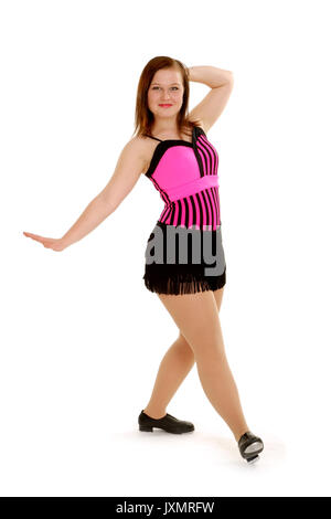 Child tap dancer making a move isolated on white background Stock Photo -  Alamy