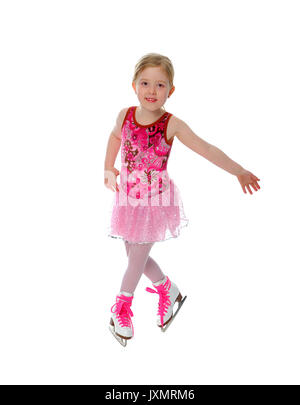 Six year old figure skater or ice dancer active in a winter sport Stock Photo