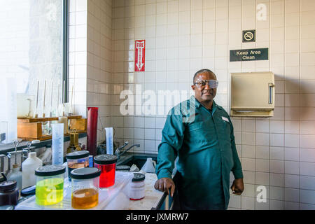 Portrait of lab technician in biofuel plant laboratory Stock Photo