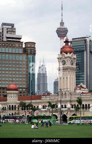 Kuala Lumpur, Malaysia - February 10, 2016 : Vertical skyline with most famous buildings of Kuala Lumpur, national capital of Malaysia Stock Photo