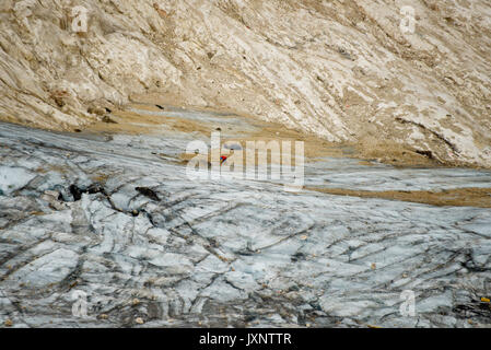 Aerial view of Marmolada glacier, Ghiacciaio della Marmolada, Marmolada, Dolomites, Melting ice Stock Photo