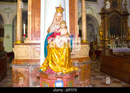Salzburg, Austria - May 01, 2017: Saint Peter Abbey Church interior. Founded in 696 it is considered one of the oldest monasteries in the German speaking area. Stock Photo