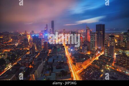 Dalian city night scene in China Stock Photo