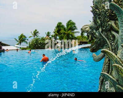Bali, Indonesia - December 30, 2008: View of swimming pool at The Ritz-Carlton resort Stock Photo