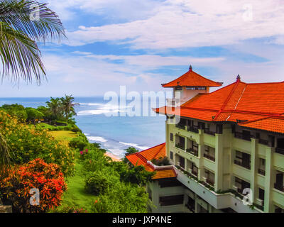 Bali, Indonesia - December 30, 2008: The beach of ocean and Nusa Stock Photo