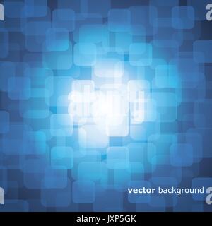 Vector 3D Warped Squares On Blue Background with Light Stock Vector
