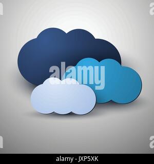 Everything Into the Global Clouds Network - Abstract Colorful Cloud Computing Concept Design Illustration in Editable Vector Format Stock Vector