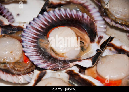 Seafood - Scallops - Two Types Of Meat In One Shell Stock Photo