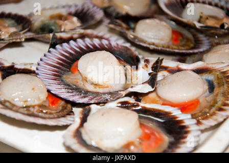 Seafood - Scallops - Two Types Of Meat In One Shell Stock Photo