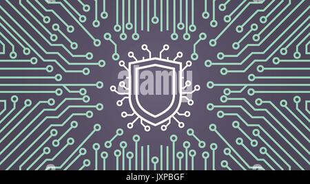 Shield Network Data Protection System Concept Banner Stock Vector