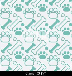 Bones And Dog Paw Seamless Pattern Abstract Ornament Pets Concept Stock Vector