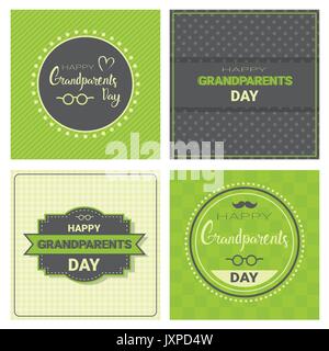 Happy Grandparents Day Greeting Card Banners Set Stock Vector