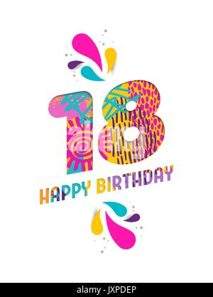 happy birthday eighteen 18 year fun design with number text label and