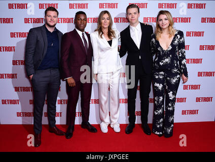 Jack Reynor, John Boyega, Kathryn Bigelow, Will Poulter and Hannah Murray attending the European premiere of Detroit held at the Curzon Mayfair, London. Stock Photo