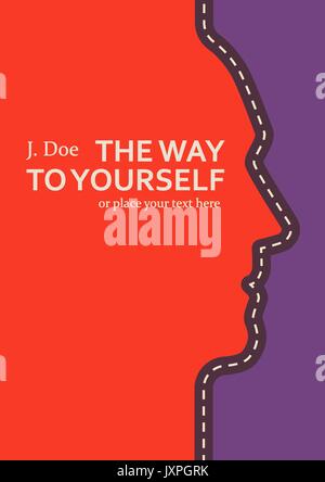Book cover creative concept. Psychology or personal development themes. Mid century style design. Applicable for books, posters, placards etc. Stock Vector