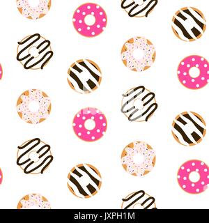 Donut glazed seamless vector pattern. Stock Vector