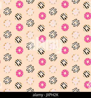 Seamless vector pattern sweet glazed donuts. Stock Vector