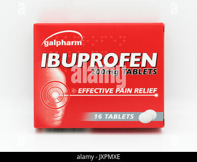 galpharm ibuprofen tablets, pain killers, pain relief. Stock Photo