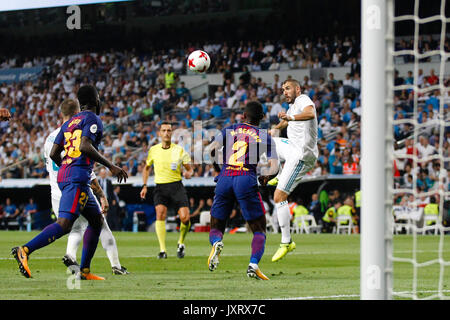 Madrid, Spain. 16th Aug, 2017. Karim Benzema (9) Real Madrid's player. SPANISH SUPER CUP between Real Madrid vs FC Barcelona at the Santiago Bernabeu stadium in Madrid, Spain, August 16, 2017 . Credit: Gtres Información más Comuniación on line,S.L./Alamy Live News Stock Photo