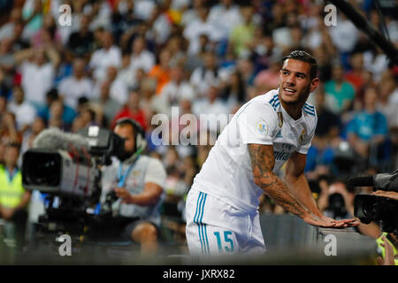Madrid, Spain. 16th Aug, 2017. Theo Hernandez (15) Real Madrid's player. SPANISH SUPER CUP between Real Madrid vs FC Barcelona at the Santiago Bernabeu stadium in Madrid, Spain, August 16, 2017 . Credit: Gtres Información más Comuniación on line,S.L./Alamy Live News Stock Photo