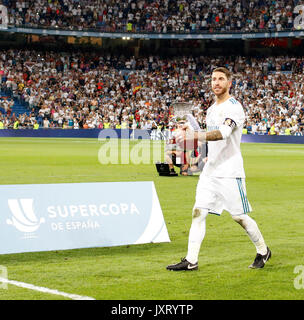 Madrid, Spain. 16th Aug, 2017. 04 Sergio Ramos (Real Madrid) during the Spanish Super Cup second leg soccer match between Real Madrid and Barcelona at the Santiago Bernabeu Stadium in Madrid, Wednesday, Aug. 16, 2017. Credit: Gtres Información más Comuniación on line,S.L./Alamy Live News Stock Photo