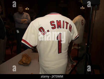 St. Louis Cardinals jersey worn by Hall of Famer Ozzie Smith. In a special  ceremony, the Smithsonian National Museum of American History accepted 14  artifacts used by baseball legends who played for