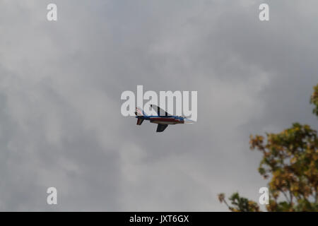Biggin Hill, UK. 17th Aug, 2017. Patrouille de France practices over Biggin Hill prior to the Festival of Flight Airshow Flying Display this weekend. Credit: Keith Larby/Alamy Live News Stock Photo