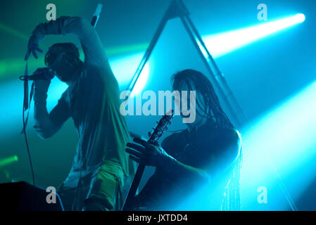BARCELONA - JUN 1: Skinny Puppy (industrial music band) perform in concert at Primavera Sound 2017 Festival on June 1, 2017 in Barcelona, Spain. Stock Photo