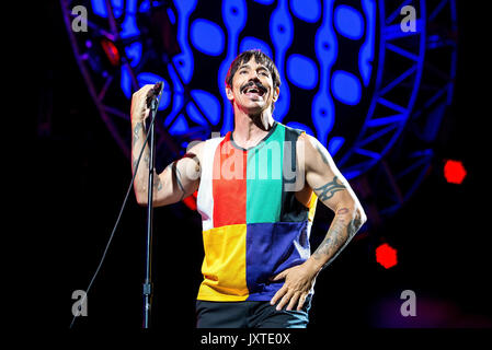 BENICASSIM, SPAIN - JUL 15: Red Hot Chili Peppers (music band) performs in concert at FIB Festival on July 15, 2017 in Benicassim, Spain. Stock Photo