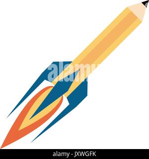 pencil with eraser rocket  icon image Stock Vector