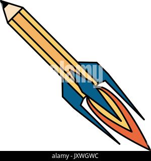 pencil with eraser rocket  icon image Stock Vector