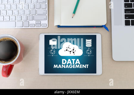 DATA MANAGEMENT File Database Cloud Network technology concept Stock Photo