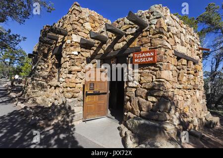 Tusayan Museum Stone Rock Structure Entrance. Grand Canyon National Park Service South Rim Arizona, United States Stock Photo
