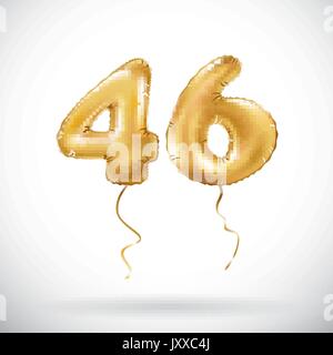 vector Golden number 46 forty six metallic balloon. Party decoration golden balloons. Anniversary sign for happy holiday, celebration, birthday, carni Stock Vector
