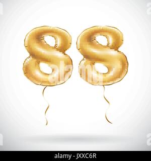 vector Golden number 88 eighty eight metallic balloon. Party decoration golden balloons. Anniversary sign for happy holiday, celebration, birthday, ca Stock Vector