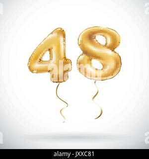 vector Golden number 48 forty eight metallic balloon. Party decoration golden balloons. Anniversary sign for happy holiday, celebration, birthday, car Stock Vector