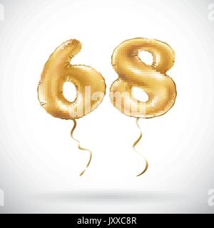 vector Golden number 68 sixty eight metallic balloon. Party decoration golden balloons. Anniversary sign for happy holiday, celebration, birthday, car Stock Vector