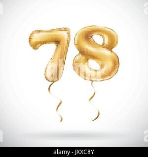 vector Golden number 78 seventy eight metallic balloon. Party decoration golden balloons. Anniversary sign for happy holiday, celebration, birthday, c Stock Vector