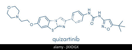 Quizartinib cancer drug molecule (kinase inhibitor). Skeletal formula. Stock Photo