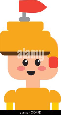warrior character to video game technology play Stock Vector