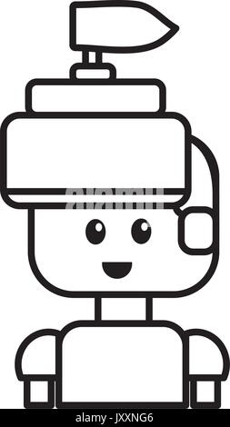 line warrior character to video game technology play Stock Vector
