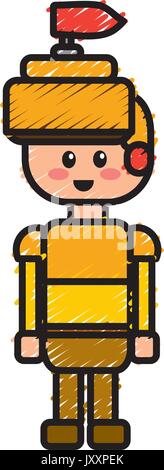 warrior character to video game technology play Stock Vector