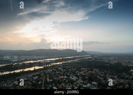 A panoramic view of Vienna in the sunset Stock Photo