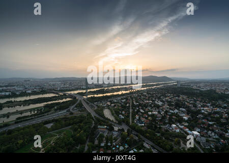 A panoramic view of Vienna in the sunset Stock Photo