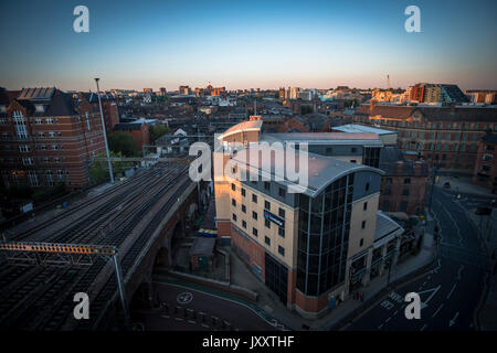 Beautiful views across Leeds at sunset in the summer of 2017 Stock Photo