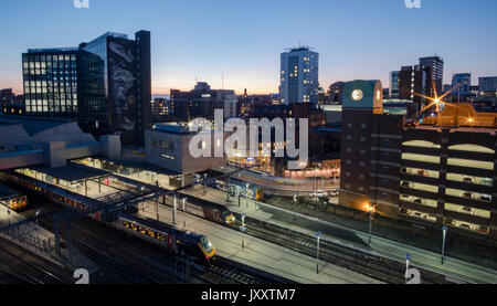 Beautiful views across Leeds at sunset in the summer of 2017 Stock Photo