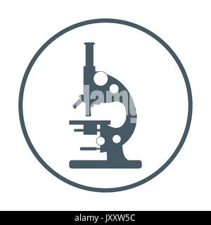 Stylized vector icon of microscope. Magnifying device sign. Laboratory equipment symbol. Stock Vector