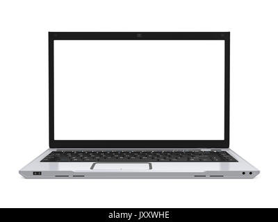 Laptop with Blank White Screen Isolated Stock Photo - Alamy