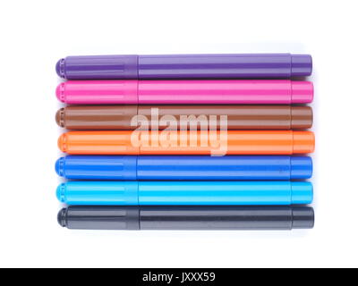 Markers on white background Stock Photo